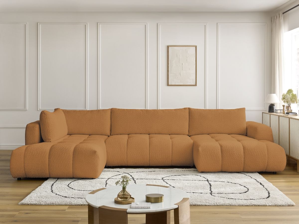 Canapé panoramique convertible FUJI bouclette jaune — vue 5