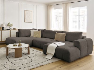 Canapé panoramique convertible FUJI tissu bouclette