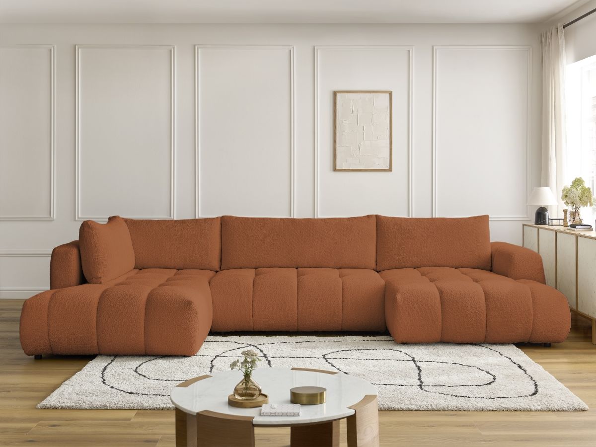 Canapé panoramique convertible FUJI bouclette orange — vue 5