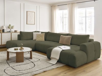 Canapé panoramique convertible FUJI tissu bouclette