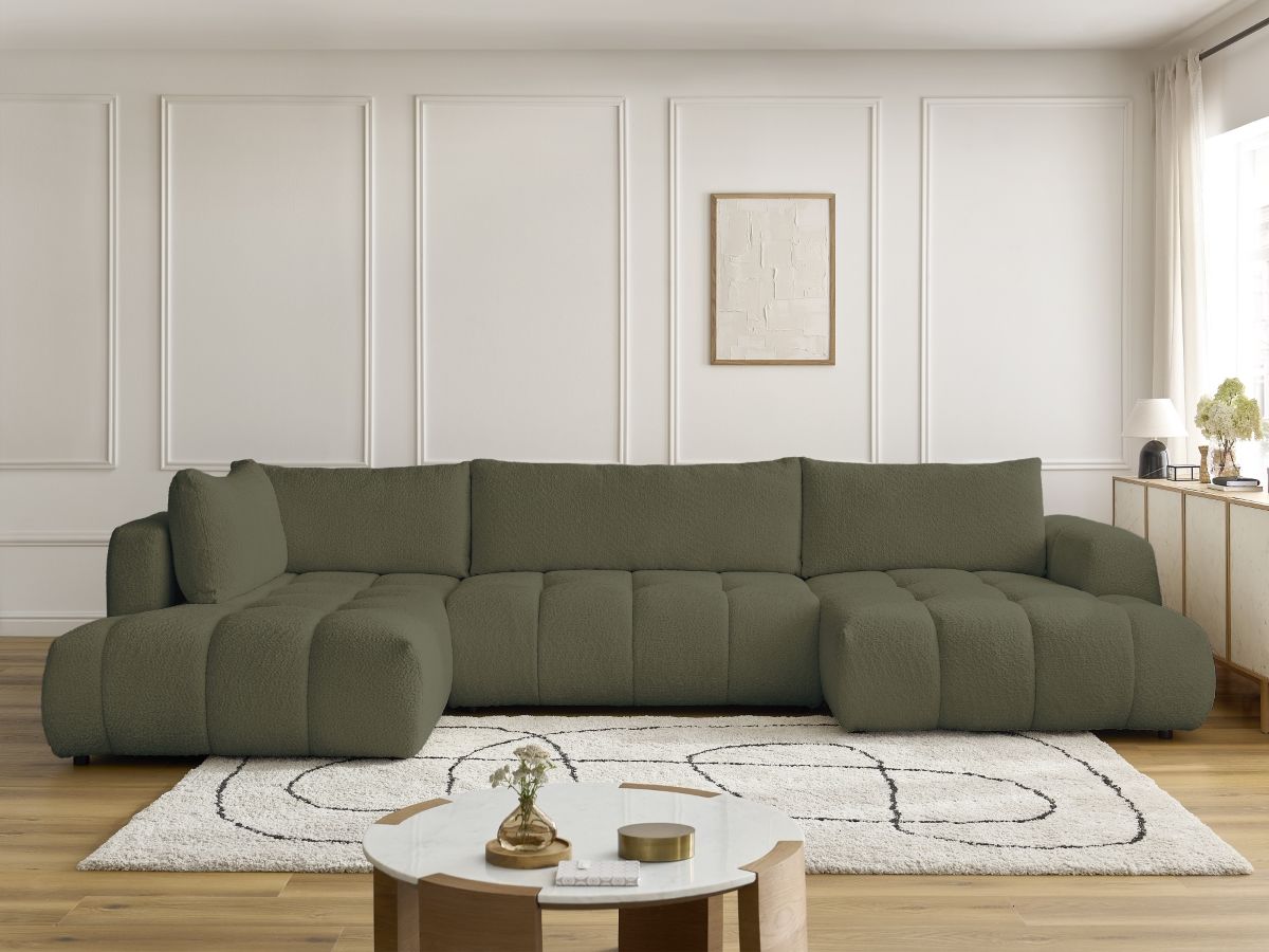 Canapé panoramique convertible FUJI bouclette vert — vue 5