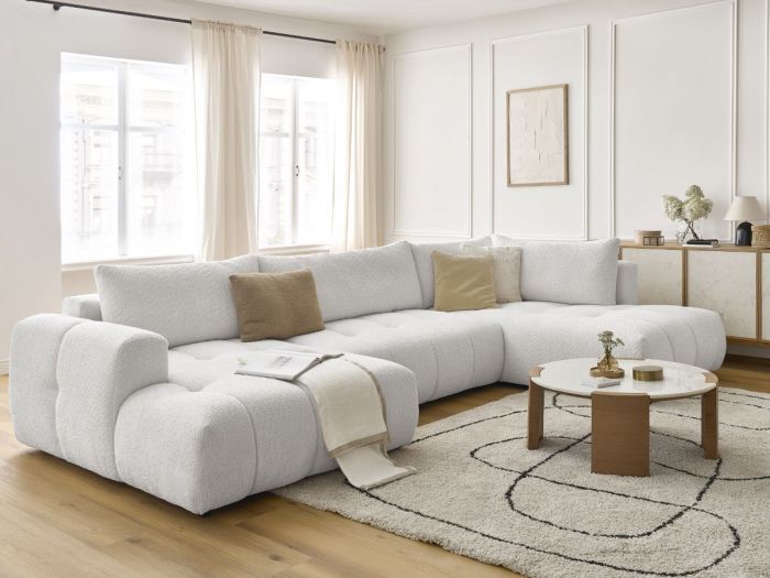 Canapé panoramique convertible FUJI tissu bouclette