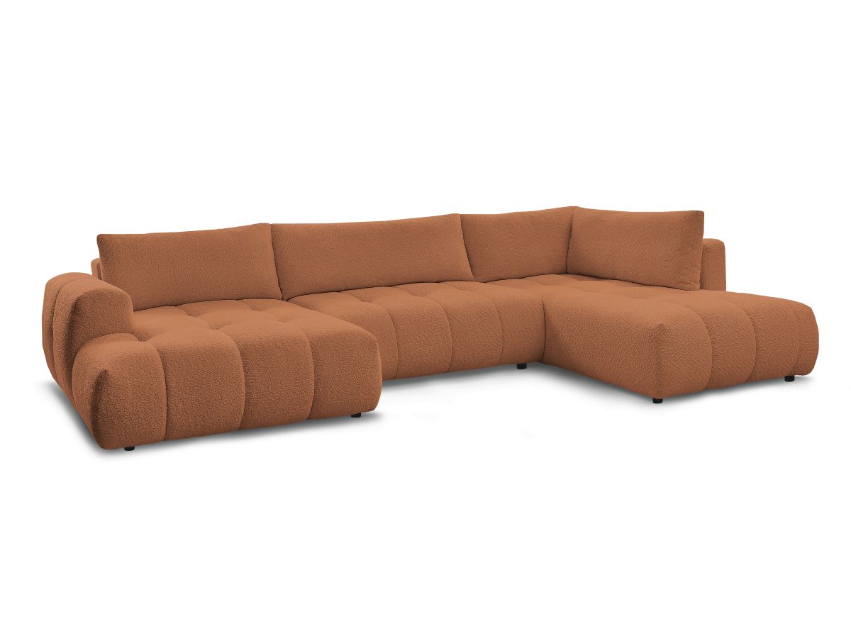 Canapé panoramique convertible FUJI tissu bouclette