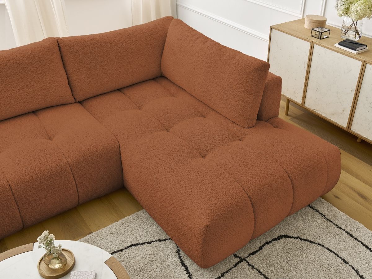 Canapé panoramique convertible FUJI tissu bouclette