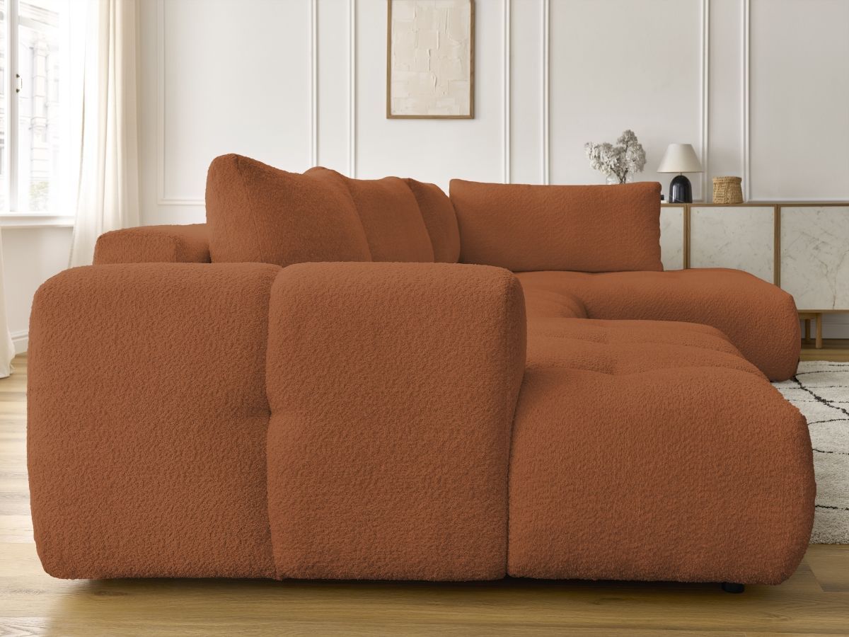 Canapé panoramique convertible FUJI tissu bouclette