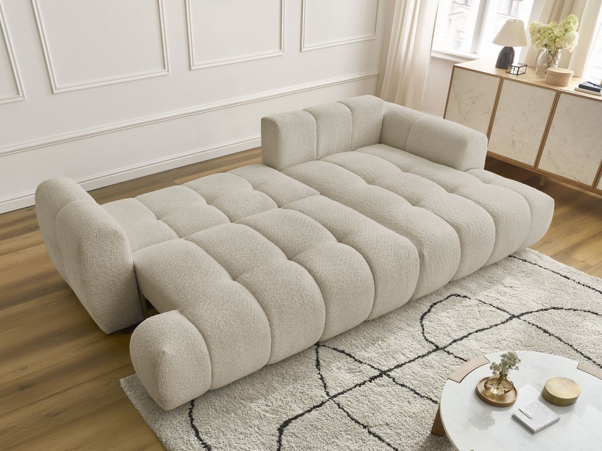 Canapé d'angle convertible FUJI tissu bouclette