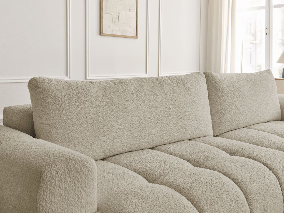 Canapé d'angle convertible FUJI tissu bouclette