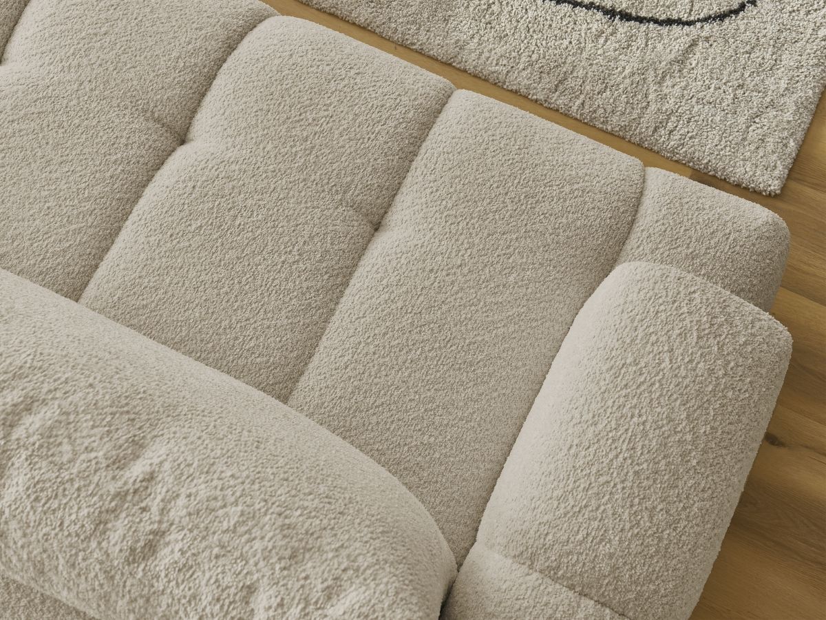 Canapé d'angle convertible FUJI tissu bouclette