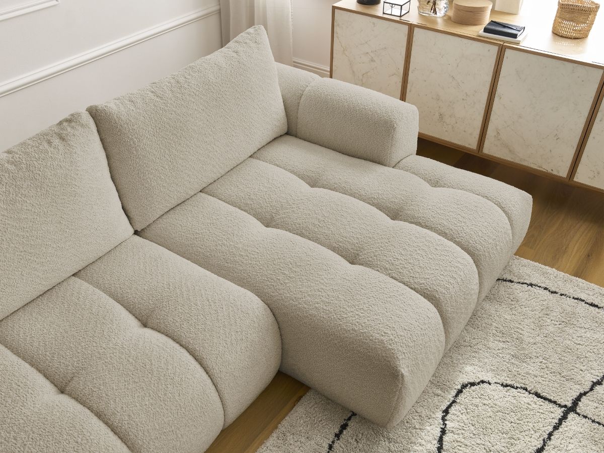 Canapé d'angle convertible FUJI tissu bouclette