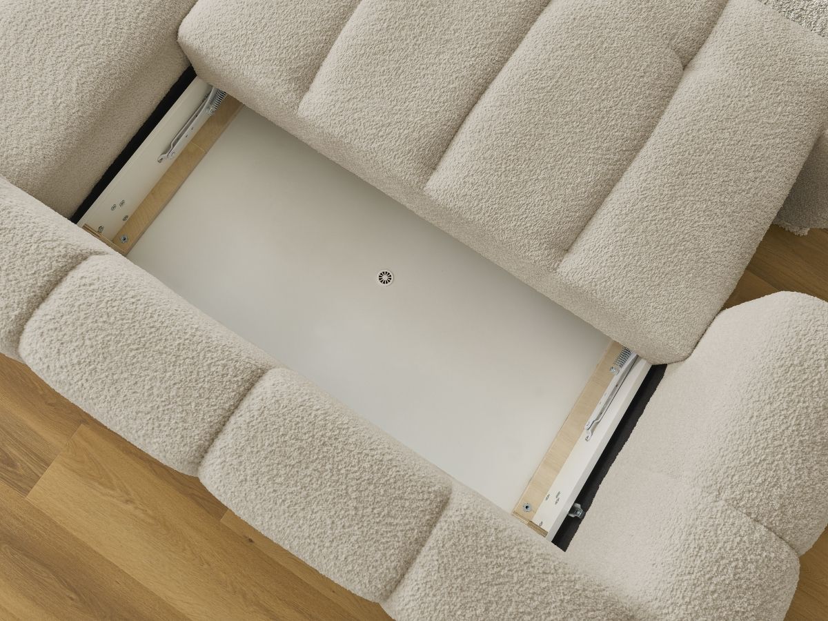 Canapé d'angle convertible FUJI tissu bouclette