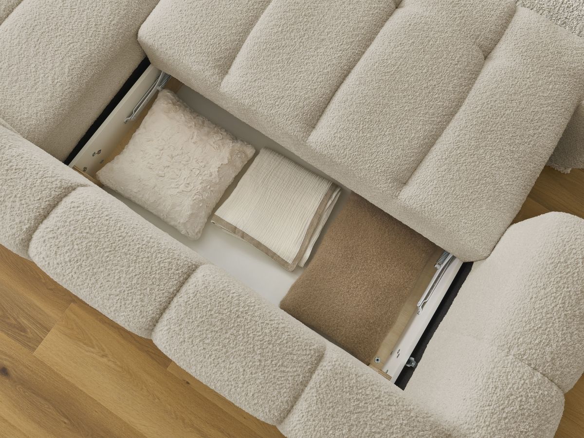Canapé d'angle convertible FUJI tissu bouclette