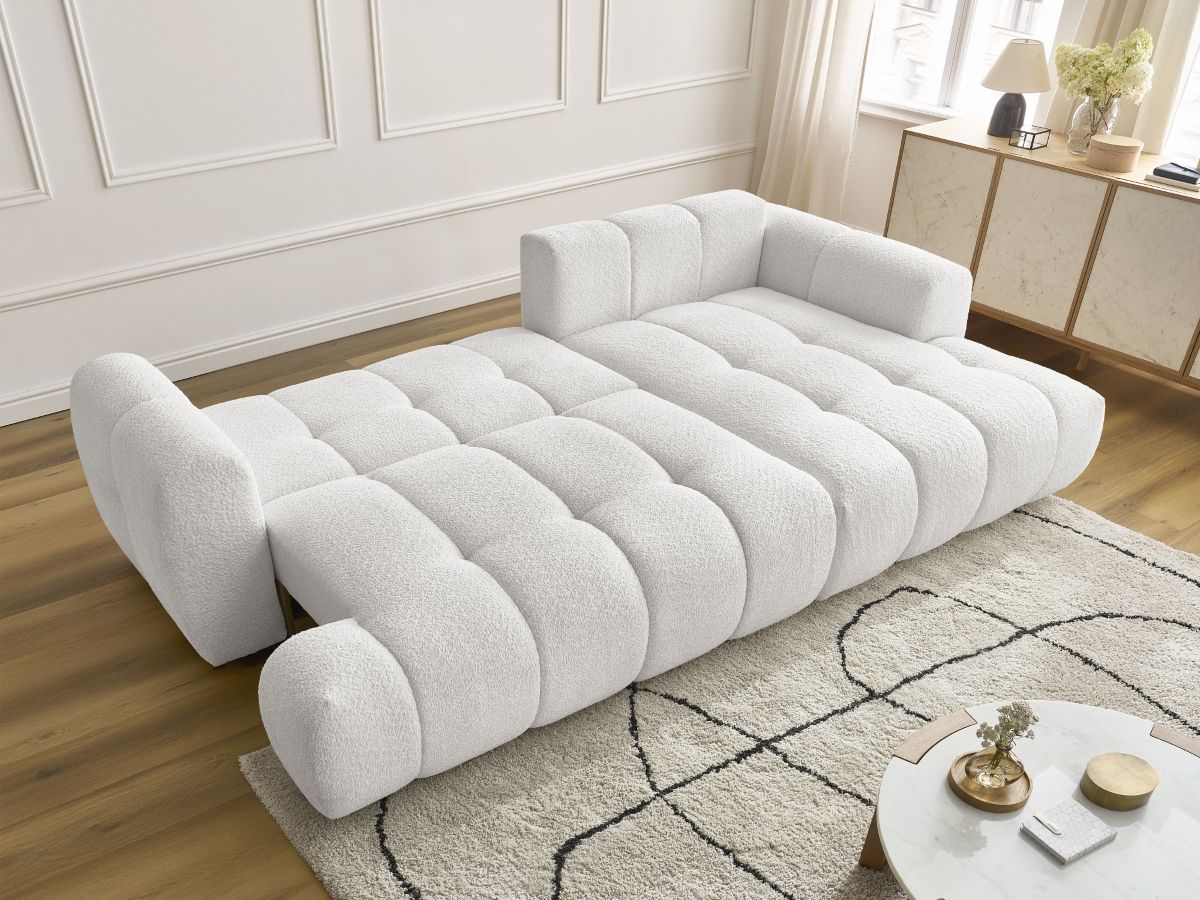 Canapé d'angle convertible FUJI tissu bouclette