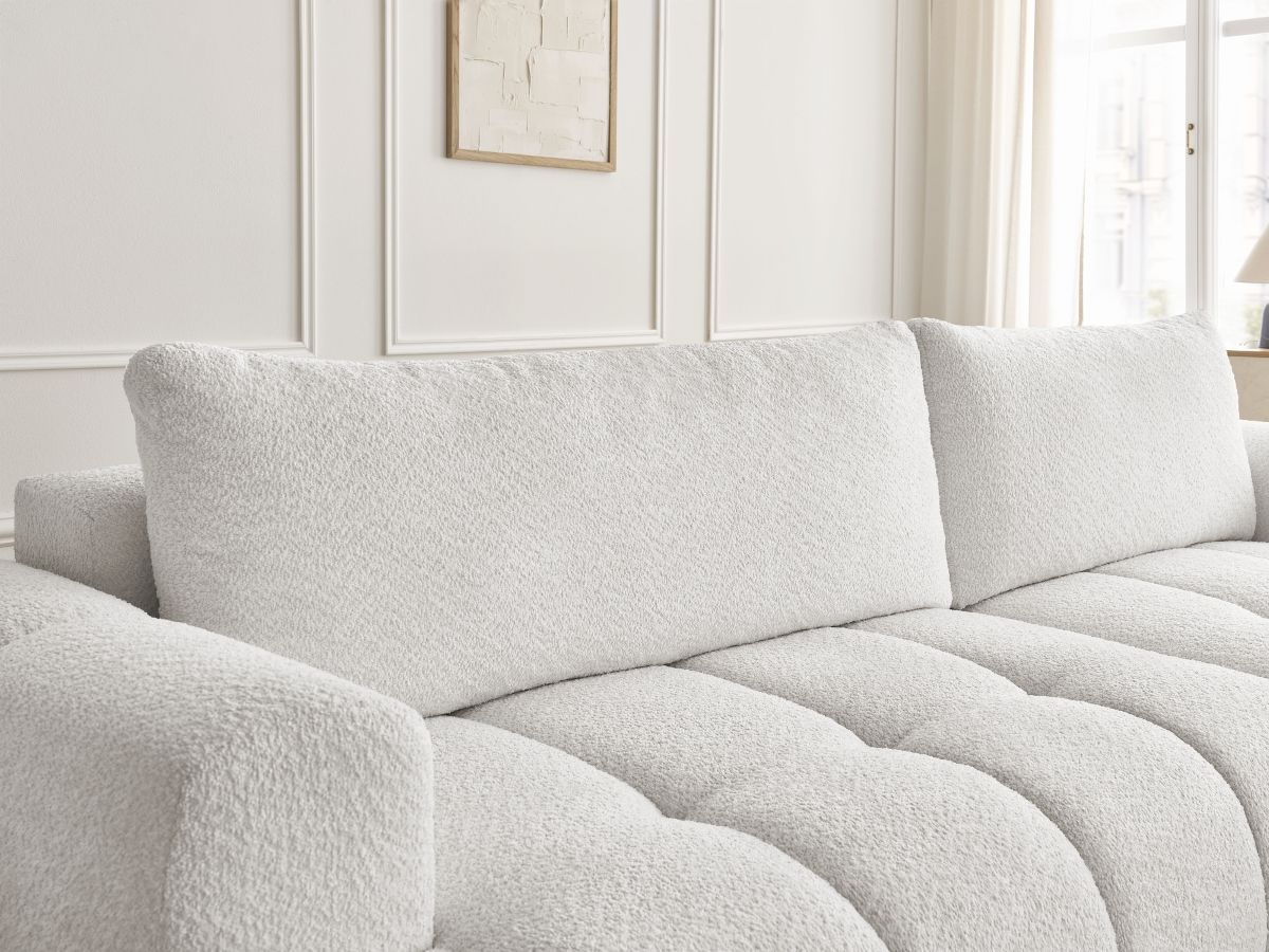 Canapé d'angle convertible FUJI tissu bouclette