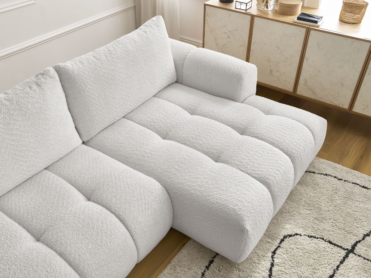Canapé d'angle convertible FUJI tissu bouclette