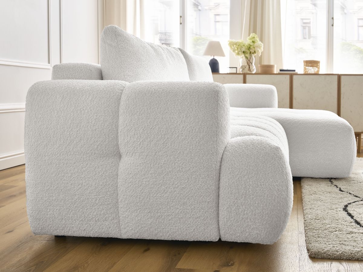 Canapé d'angle convertible FUJI tissu bouclette