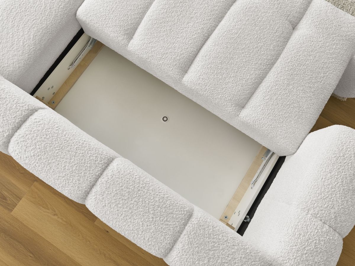 Canapé d'angle convertible FUJI tissu bouclette