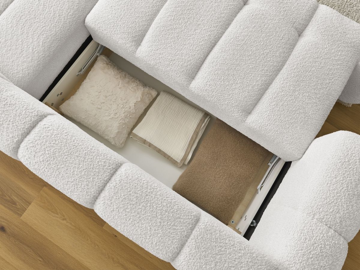 Canapé d'angle convertible FUJI tissu bouclette