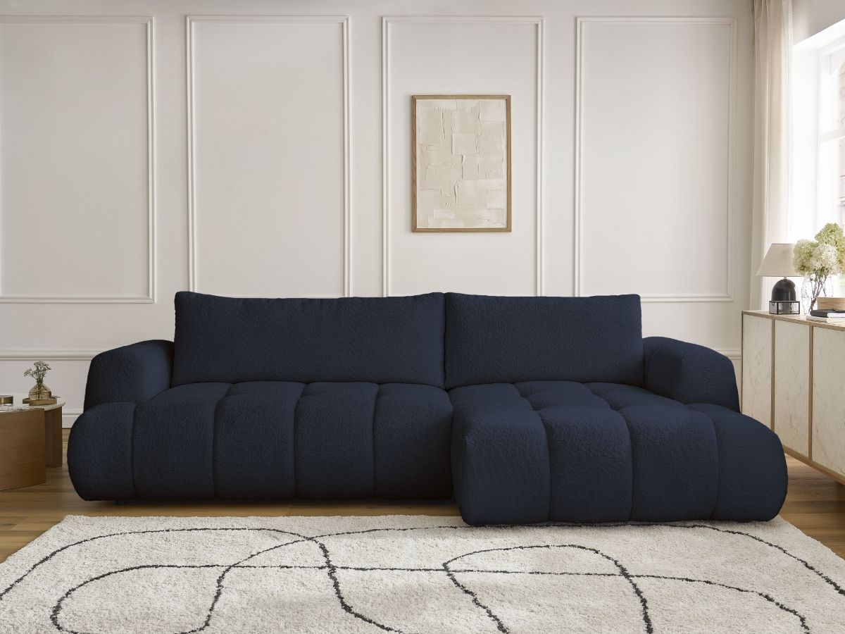 Canapé d'angle convertible FUJI bouclette bleu foncé — vue 5