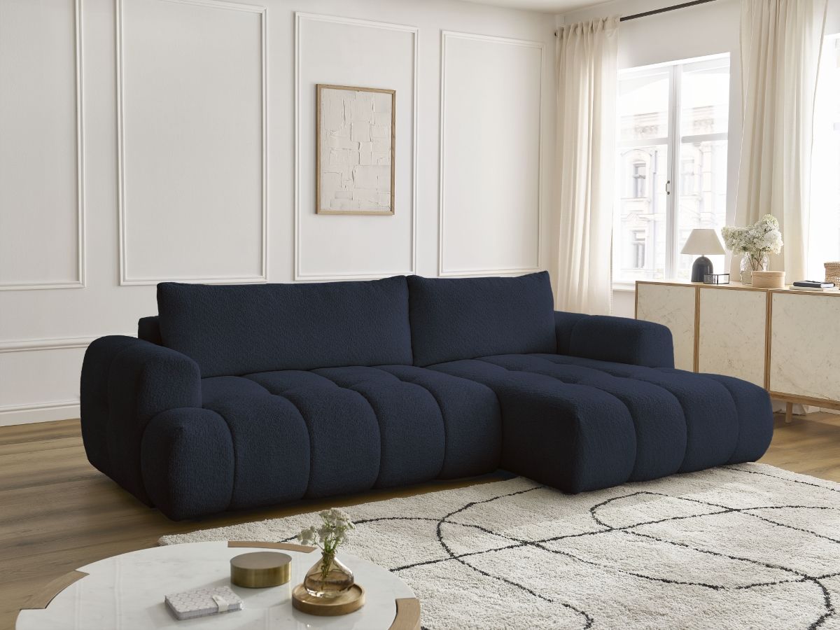 Canapé d'angle convertible FUJI tissu bouclette