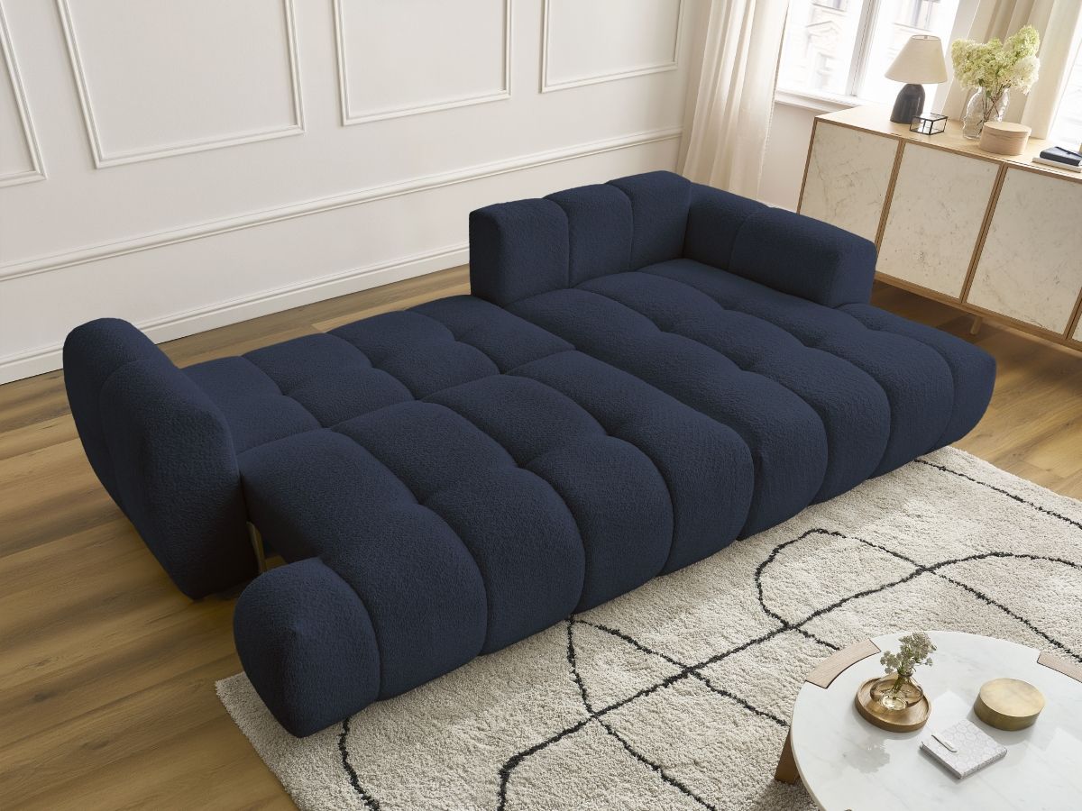 Canapé d'angle convertible FUJI tissu bouclette
