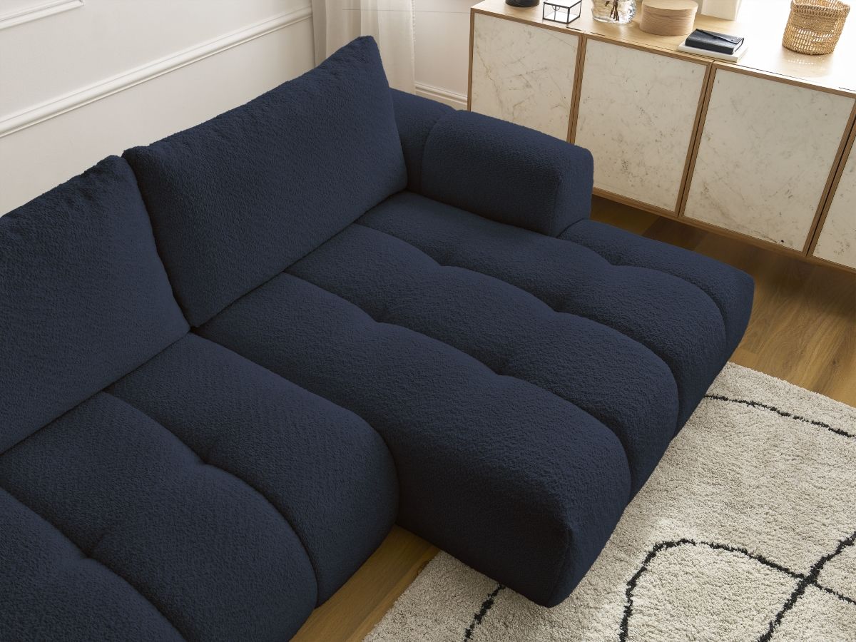 Canapé d'angle convertible FUJI tissu bouclette