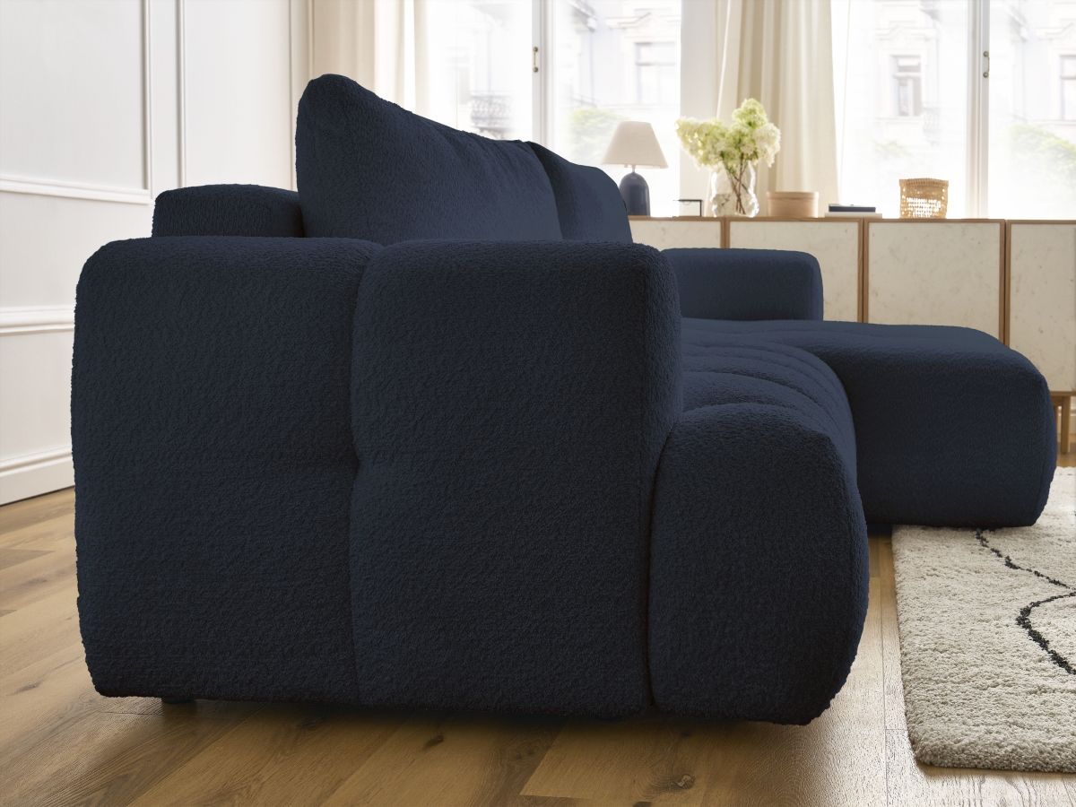 Canapé d'angle convertible FUJI tissu bouclette