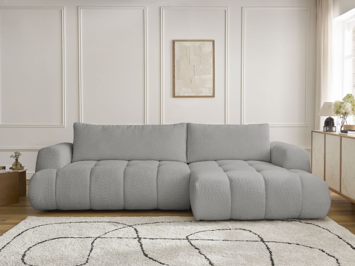 Canapé d'angle convertible FUJI bouclette gris clair — vue 5