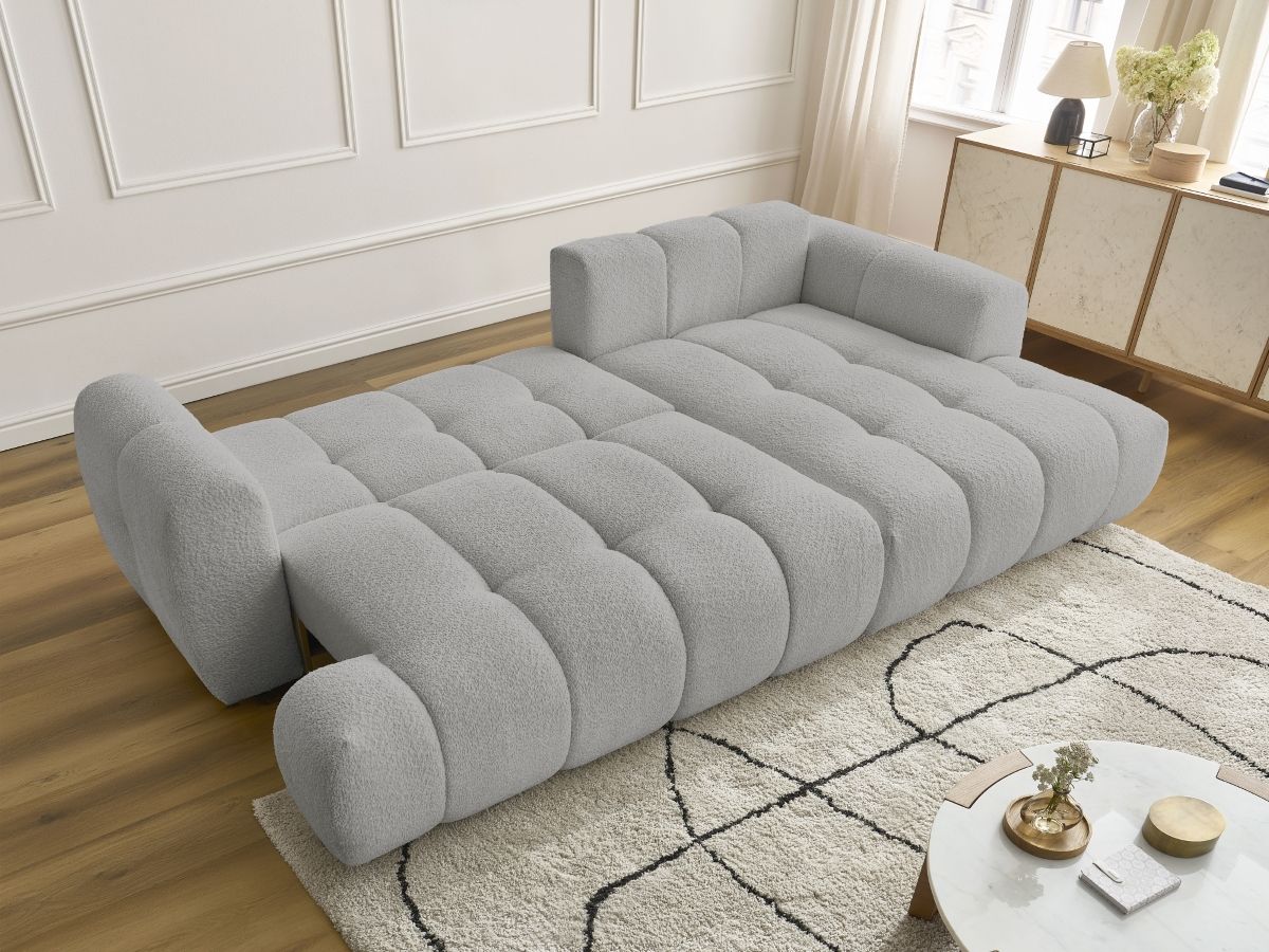 Canapé d'angle convertible FUJI tissu bouclette
