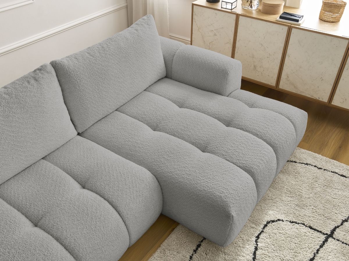 Canapé d'angle convertible FUJI tissu bouclette