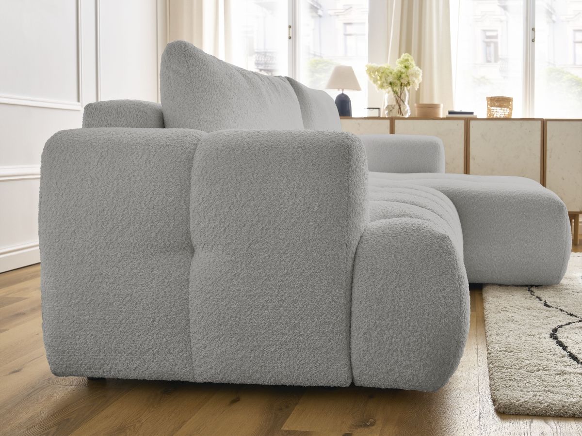 Canapé d'angle convertible FUJI tissu bouclette