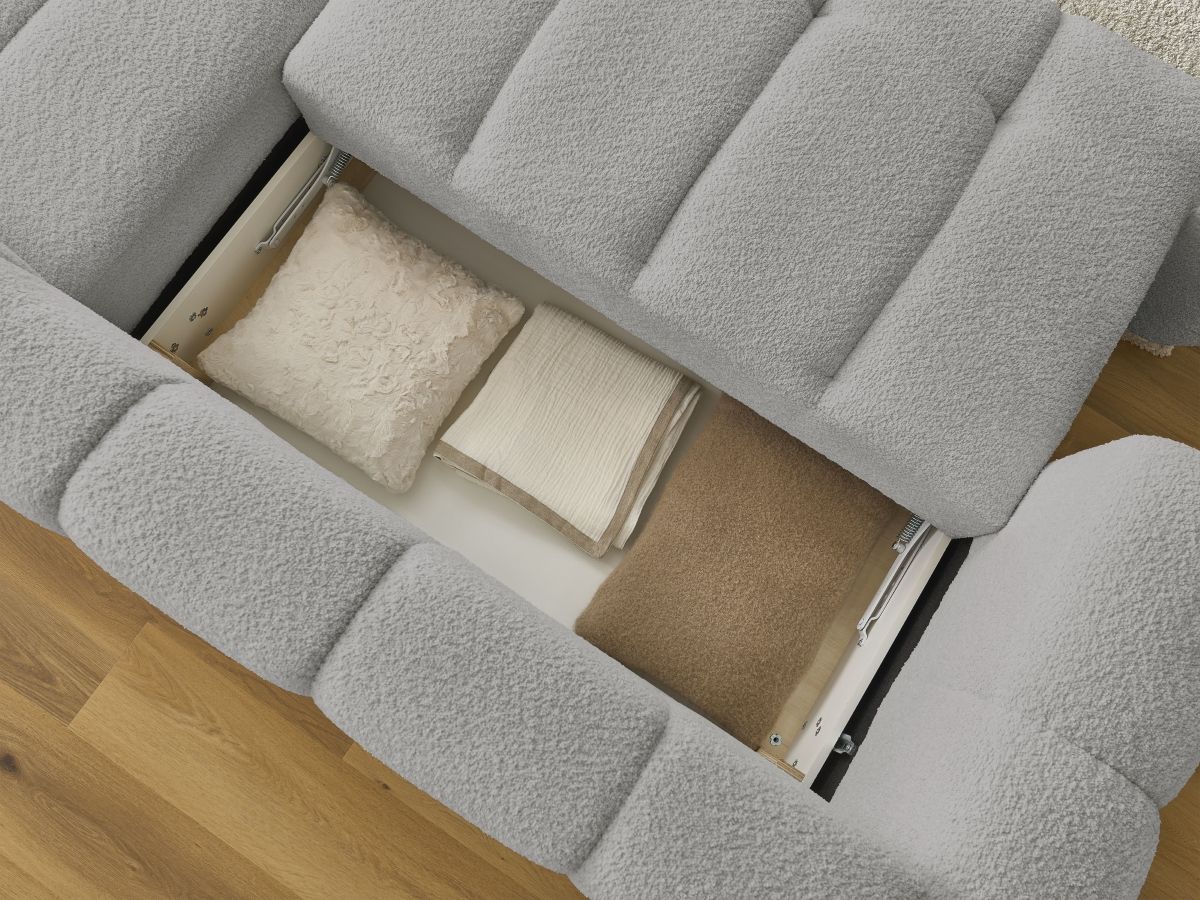 Canapé d'angle convertible FUJI tissu bouclette