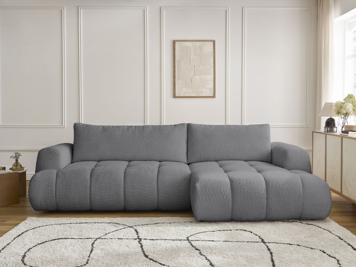 Canapé d'angle convertible FUJI bouclette gris foncé — vue 5