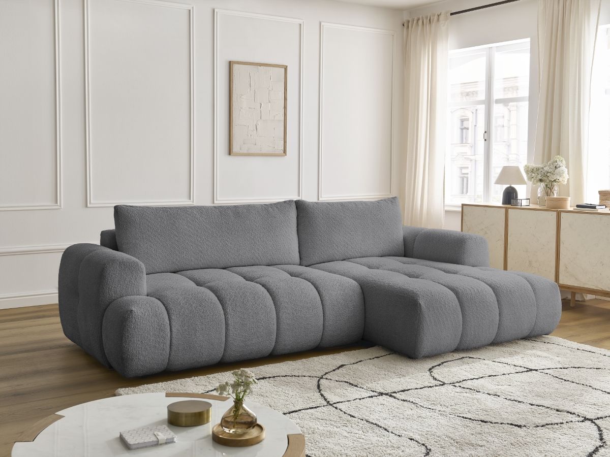 Canapé d'angle convertible FUJI tissu bouclette