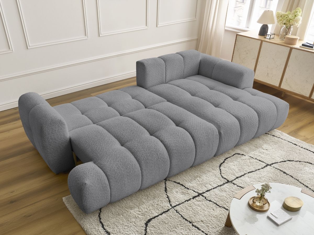 Canapé d'angle convertible FUJI tissu bouclette