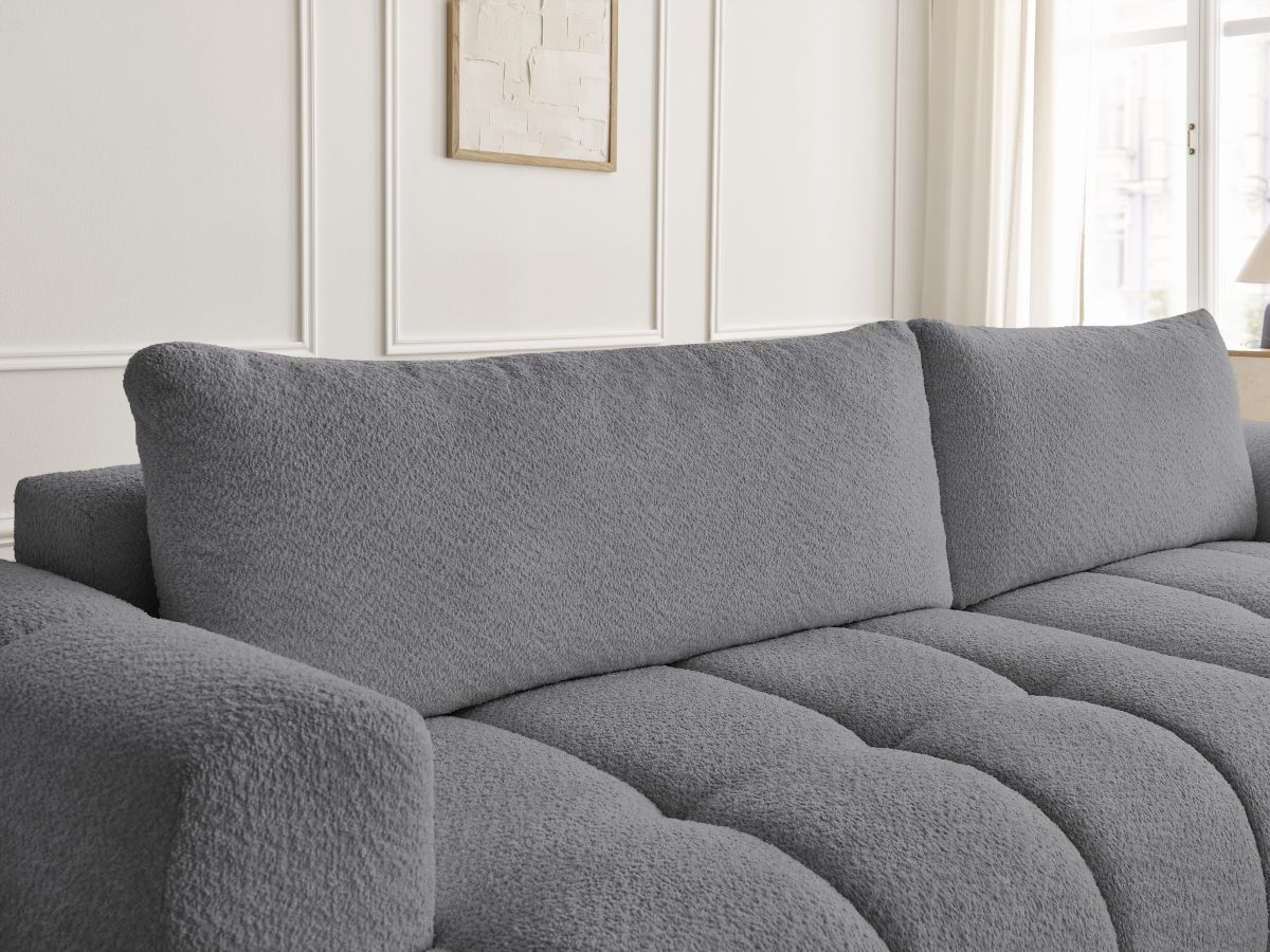 Canapé d'angle convertible FUJI tissu bouclette