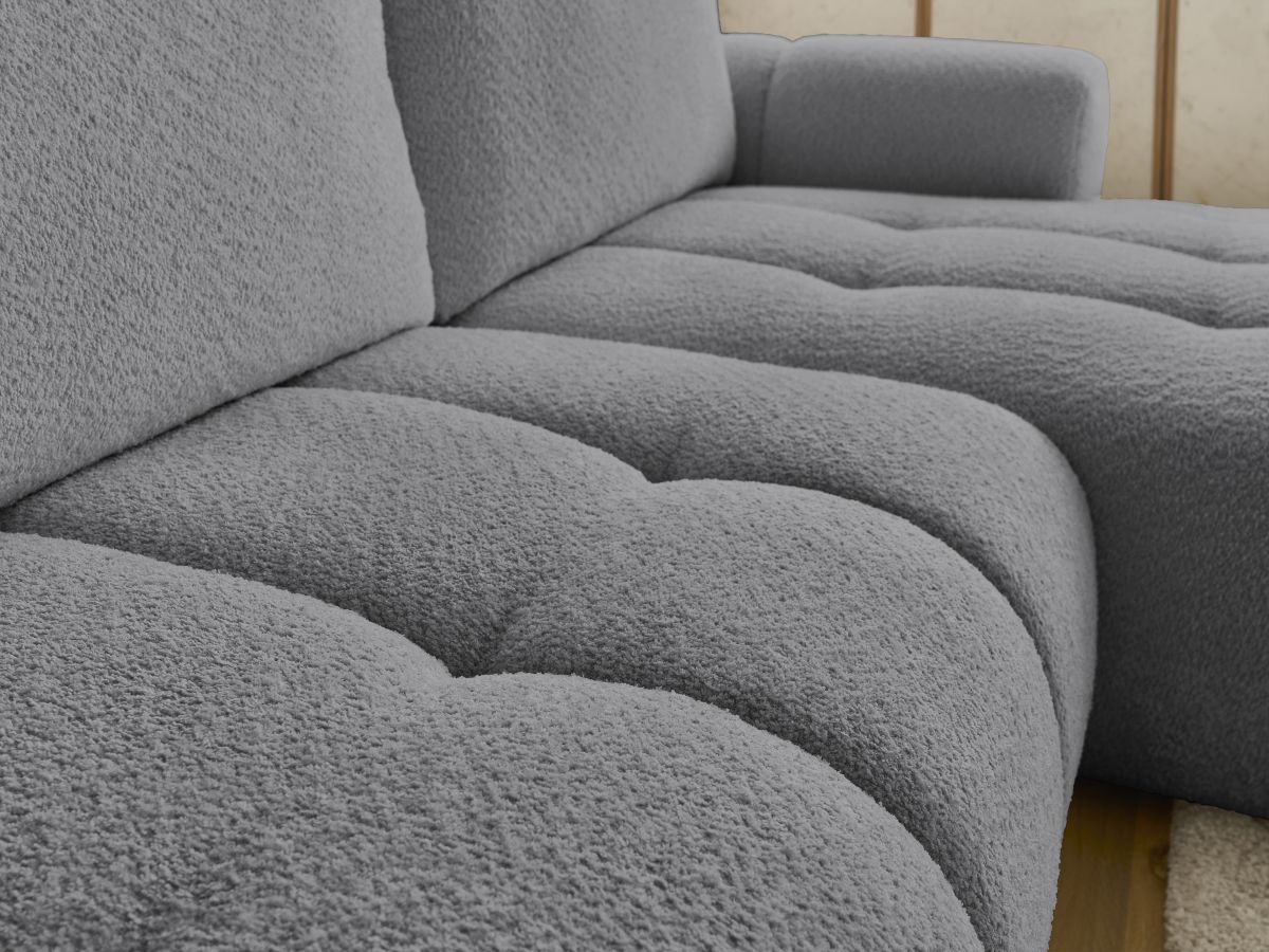 Canapé d'angle convertible FUJI tissu bouclette