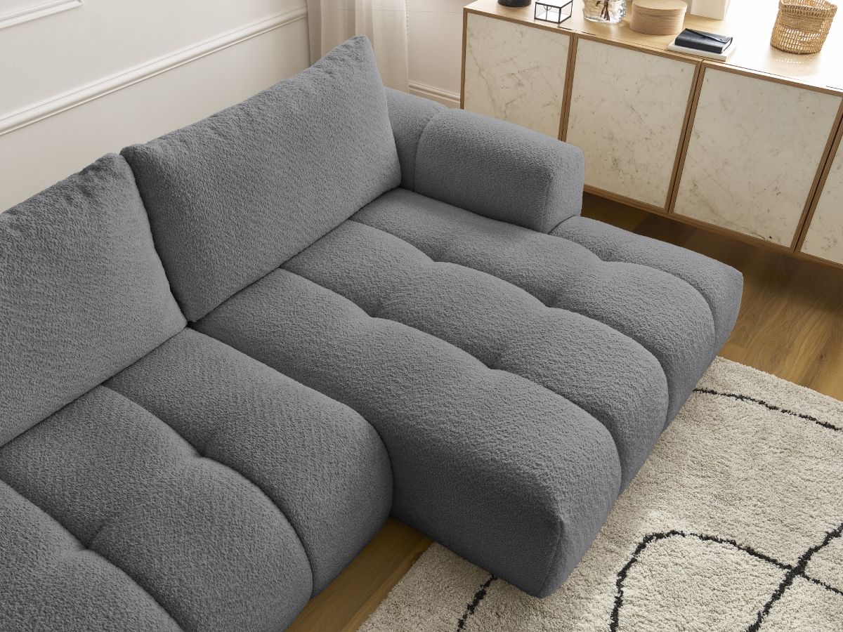 Canapé d'angle convertible FUJI tissu bouclette