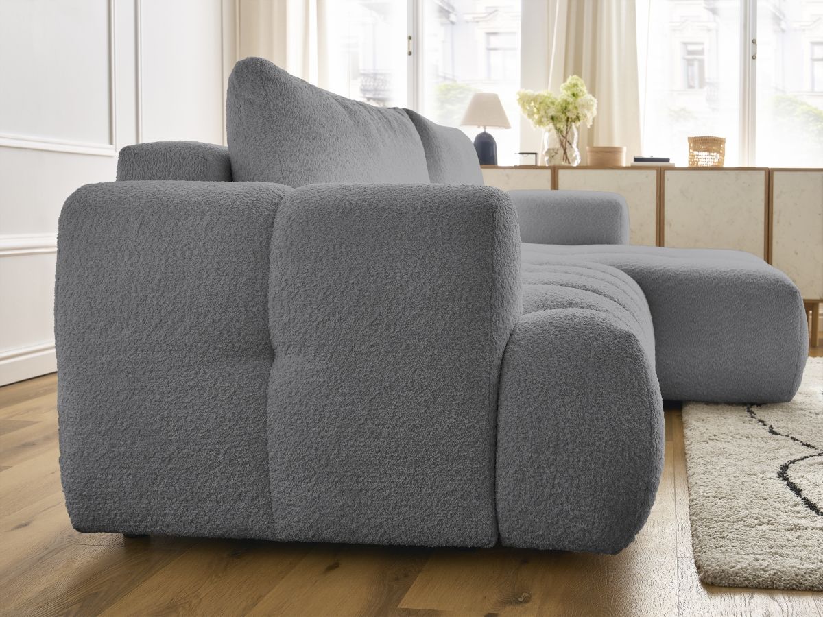 Canapé d'angle convertible FUJI tissu bouclette