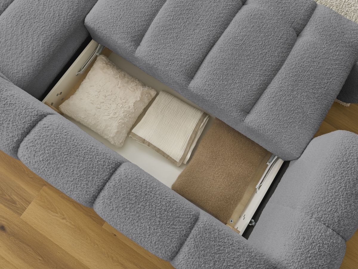 Canapé d'angle convertible FUJI tissu bouclette