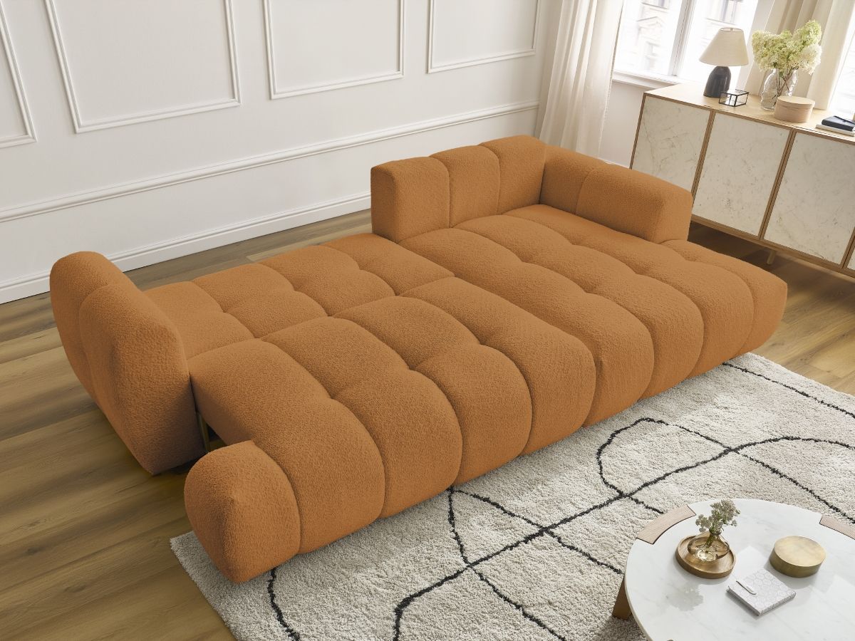Canapé d'angle convertible FUJI tissu bouclette