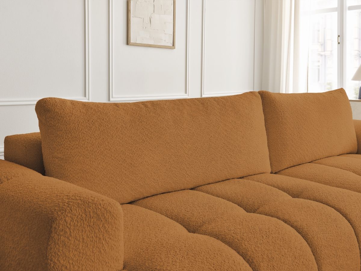 Canapé d'angle convertible FUJI tissu bouclette
