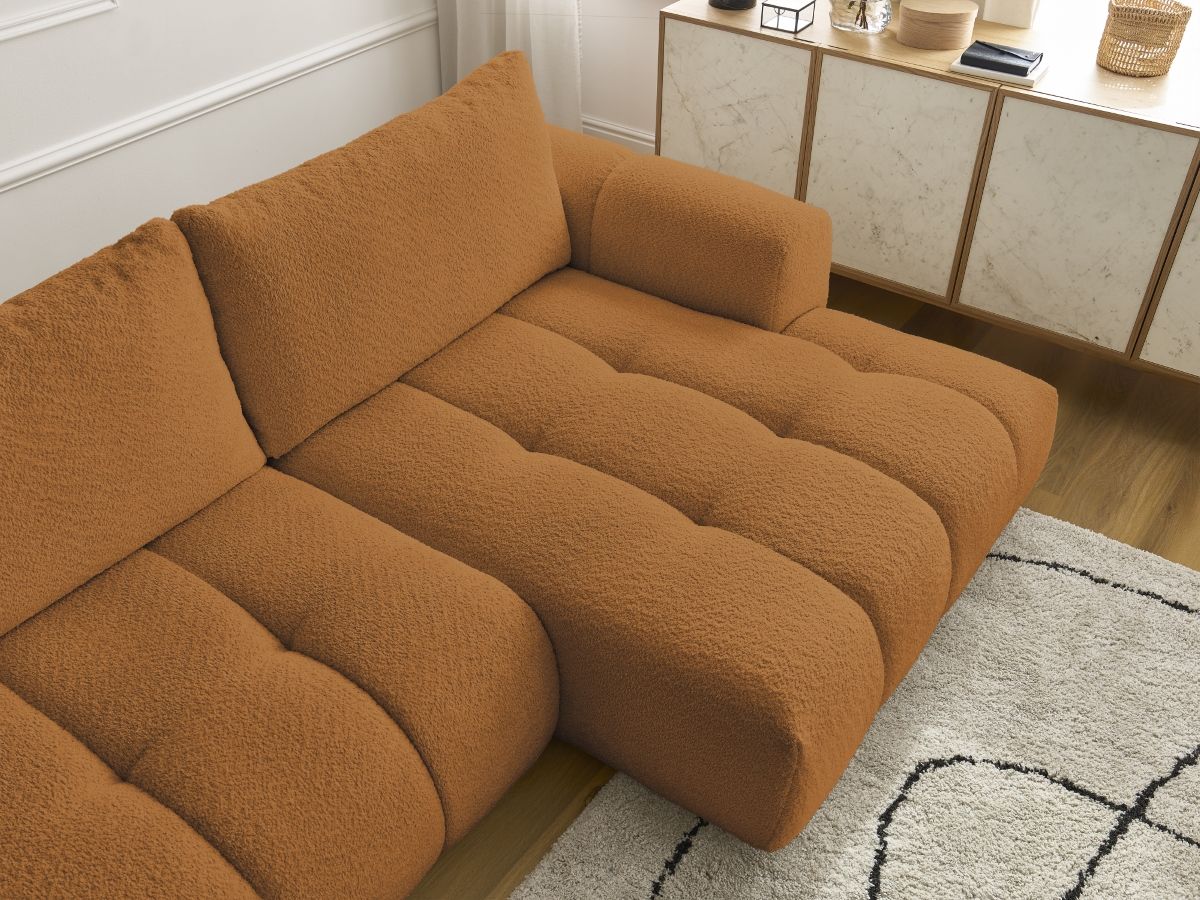 Canapé d'angle convertible FUJI tissu bouclette