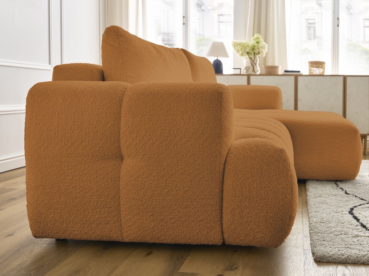 Canapé d'angle convertible FUJI tissu bouclette