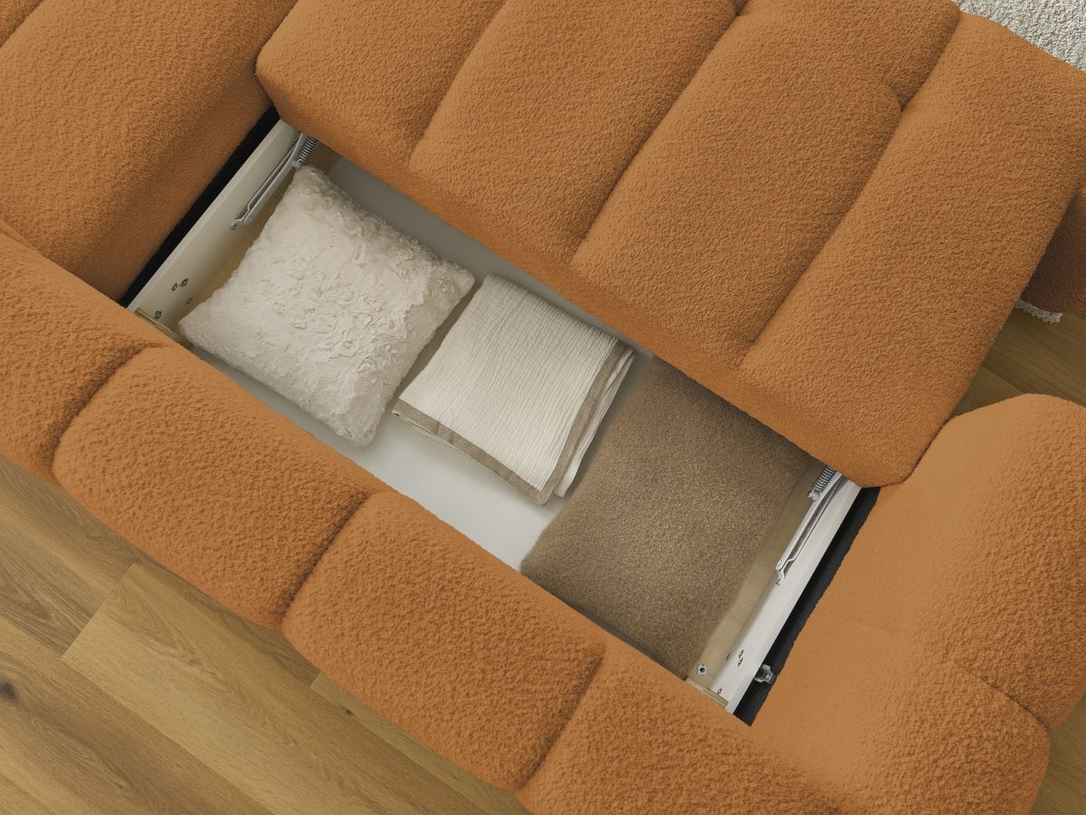 Canapé d'angle convertible FUJI tissu bouclette