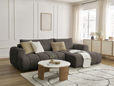 Canapé d'angle convertible FUJII tissu bouclette