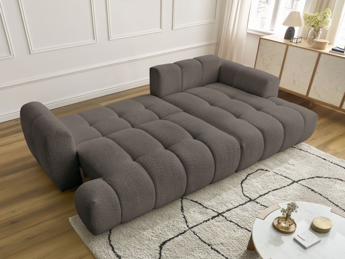 Canapé d'angle convertible FUJI tissu bouclette