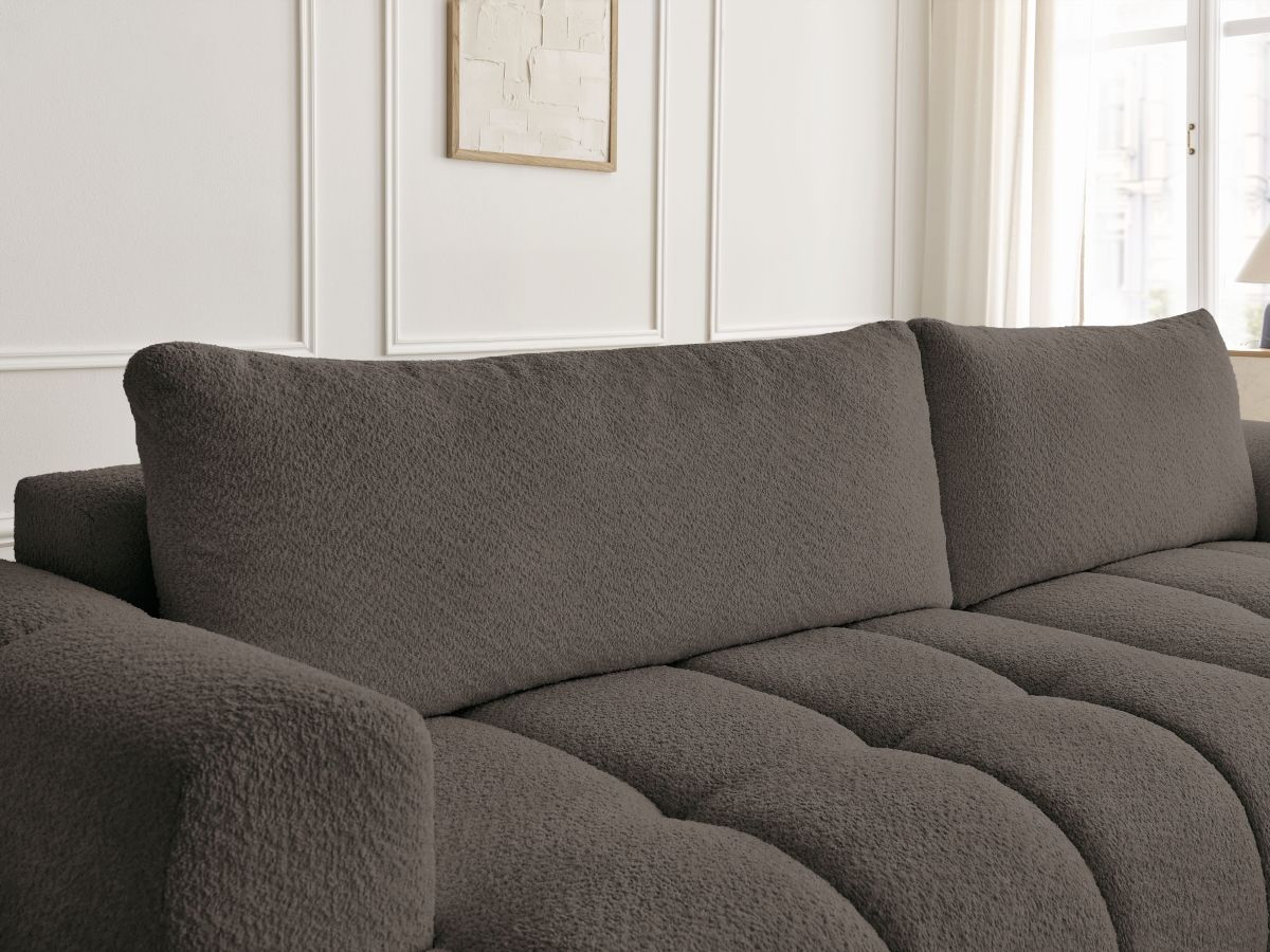 Canapé d'angle convertible FUJI tissu bouclette