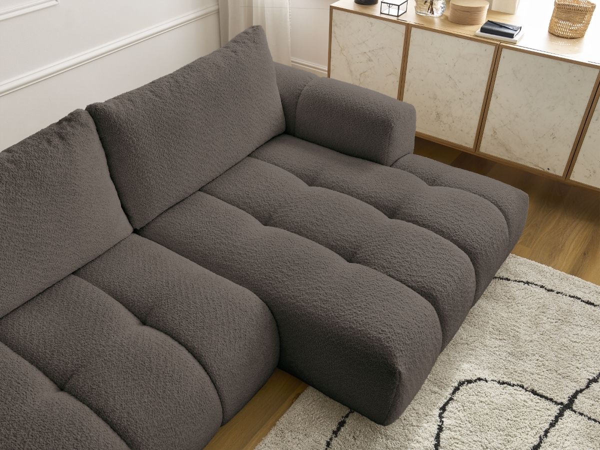 Canapé d'angle convertible FUJI tissu bouclette