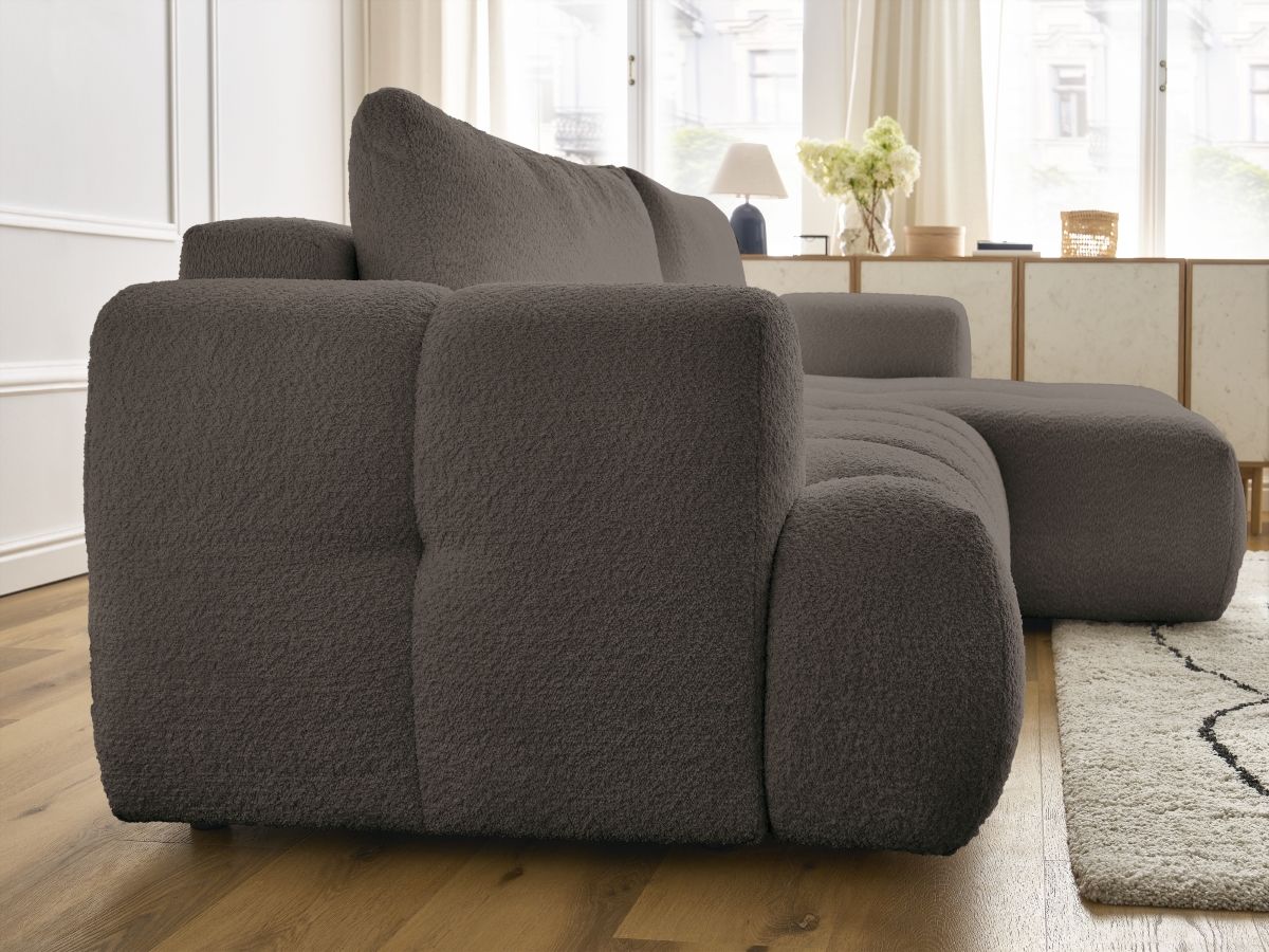 Canapé d'angle convertible FUJI tissu bouclette