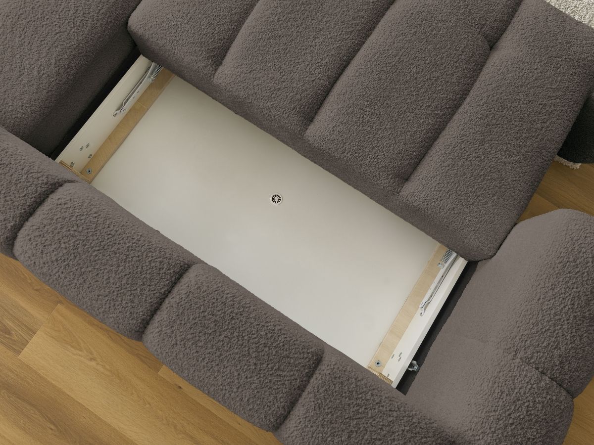 Canapé d'angle convertible FUJI tissu bouclette